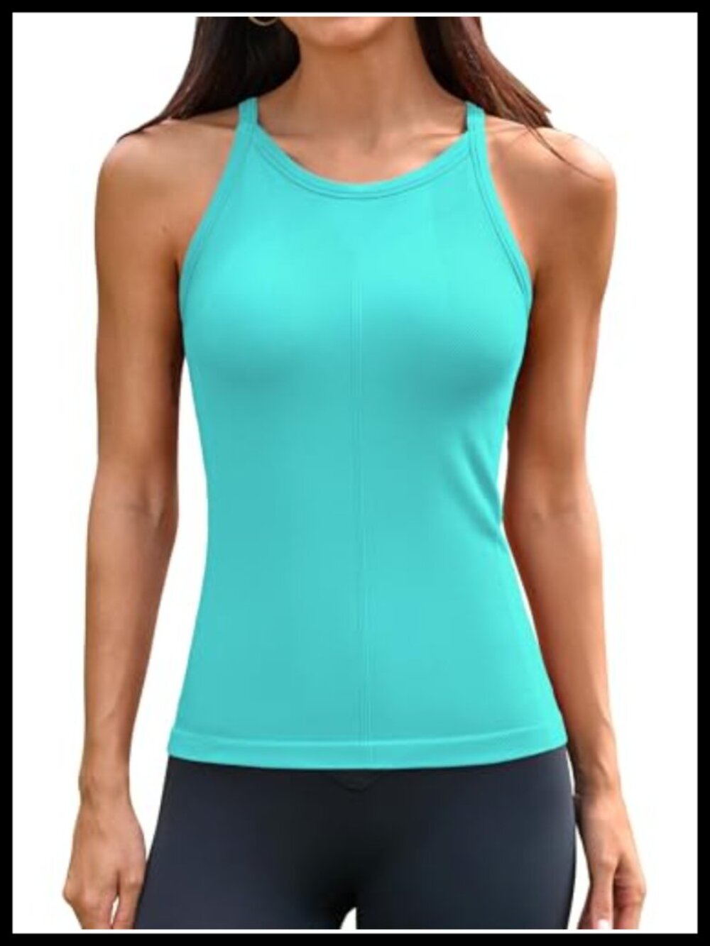 Ribflex Workout Tank Top Built in Bra Ribbed Racerback Active